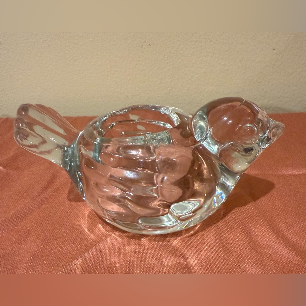 Indiana Glass Co Clear Lead Crystal Bird Tea Light/Votive Candle Holder 1980s - Picture 3 of 7